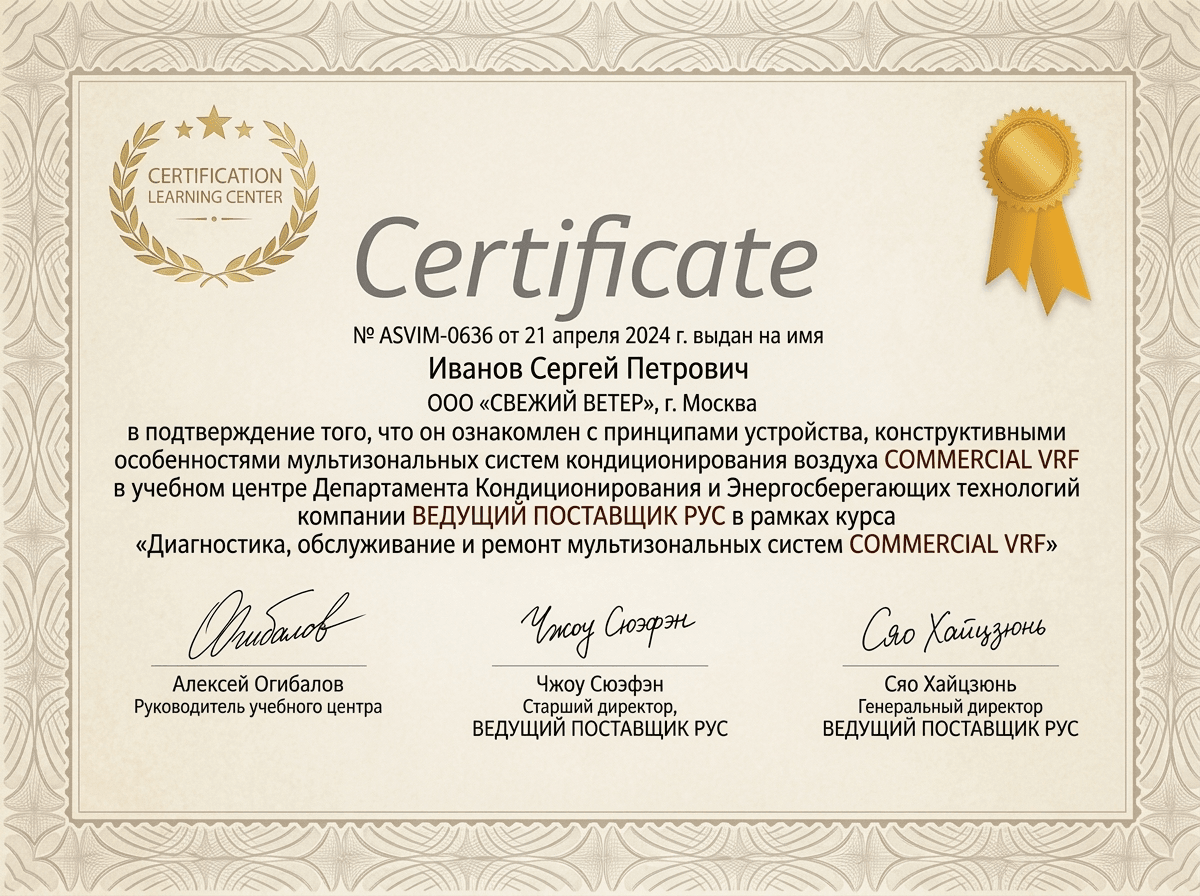 Сертификат авторизации AEG